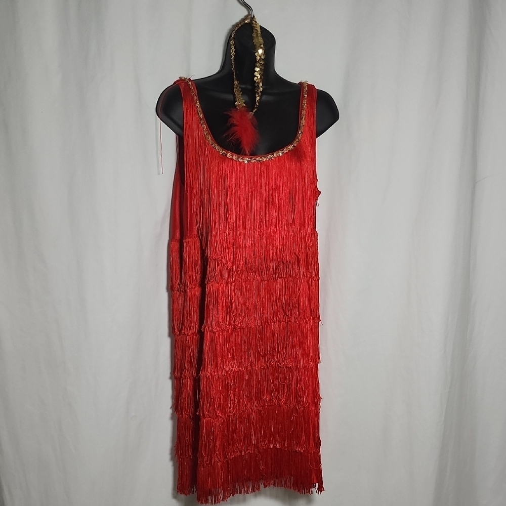 Costume Red Fringe Mini Dress